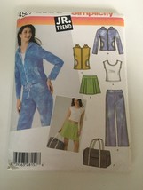 Simplicity Sewing Pattern 4507 Juniors Top Jacket Pants Skirt Tote 11/12... - $6.99