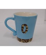 Russ Berrie 37763 Gone Wild Letter O Mug Blue Brown Leopard Print - £10.27 GBP