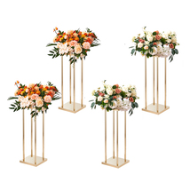 VEVOR 4PCS 23.6" Gold Metal Column Stand Metal Laminate Cylindrical Cent... - $51.99
