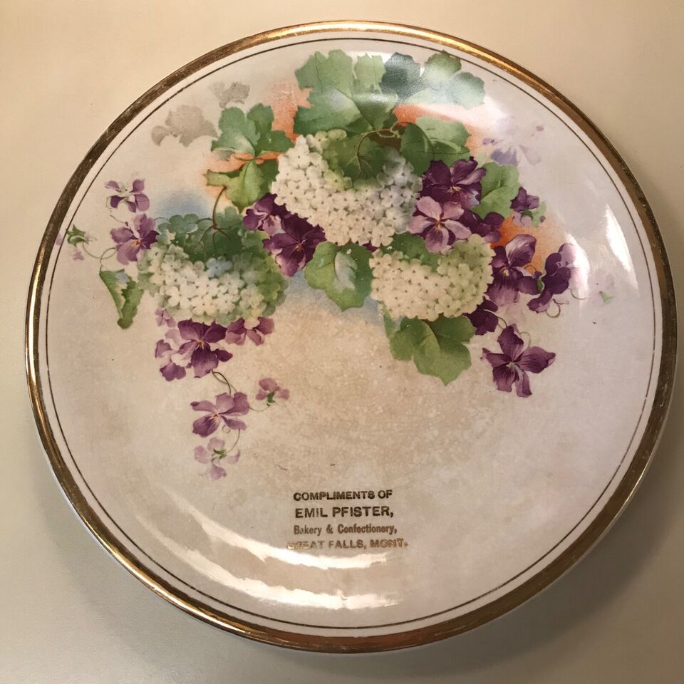 Antique Advertising Great Falls Montana Plate Emil Pfister Bakery Confec... - $142.45