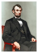 PRESIDENT ABRAHAM LINCOLN SITTING IN CHAIR COLORIZED 5X7 PHOTO - £6.71 GBP