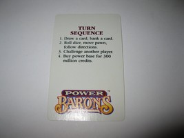 1986 Power Barons Board Game Piece: Turn Sequence card - £0.79 GBP