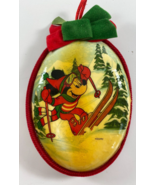 Vintage 4.75 in Disney Mickey Skiing Christmas Tree Ornament - £15.56 GBP