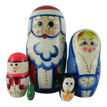 Nesting Doll 4&quot; 5 Piece Santa Claus Hand Made Christmas Russian Matryoshka - $19.62