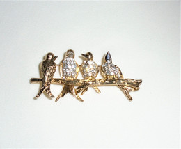 Joan Rivers Birds On A Branch Pin Brooch Crystal - $34.65