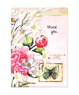 Flowers and Butterfly Thank You Greeting Cards - $10.90 CAD