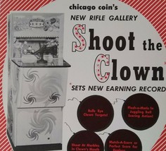 Chicago Coin Shoot The Clown Rifle Gun Arcade FLYER Original 1960 NOS Ar... - $28.66