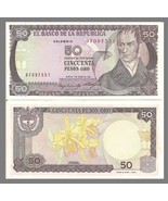 Colombia P425b, 50 Peso, hero Camilo Torres Tenorio / orchids 1986 UNC s... - $3.33