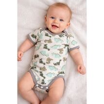 Baby 0-3M Dinosaur Print Short Sleeve Bodysuit White Green Grey Snaps Bo... - $8.72