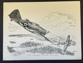 Henry Clark Art Print The Republic Lancer Strikes WW2 Aircraft 12 x 9 In... - $19.79