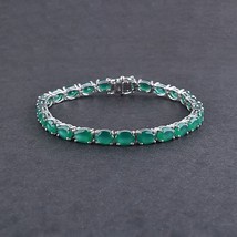 Natural 925 Sterling Silver Emerald Gemstone Bracelet  Best Birthday Gift - £126.37 GBP