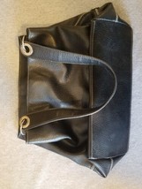 Tommy Hilfiger Black Leather w/White Stitch Women&#39;s Handbag Shoulder Purse - £23.73 GBP
