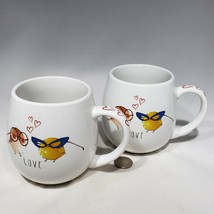1 or 2 Love Birds Hearts Coffee Mug Birds Wearing Eye Glasses Prima Desi... - £10.23 GBP+