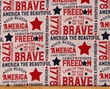 Cotton Holiday Independence Day Words White Fabric Print by the Yard D30... - $11.95