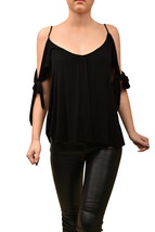 Free People Womens Top Off The Shoulder Knotted Relaxed Black Size Xs - £31.35 GBP