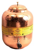 Hammered Copper Water Dispenser Container Pot Tank, Storage Water, Table... - $262.17