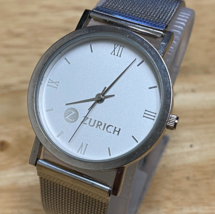 Zurich Unisex Silver Tone Mesh Band Japan Movt Analog Quartz Watch~New Battery - £17.74 GBP