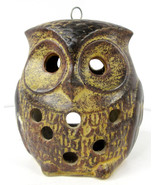 Vintage MCM Brown 6&quot; Hanging Ceramic Owl Tea Light Votive Candle Holder ... - £15.61 GBP