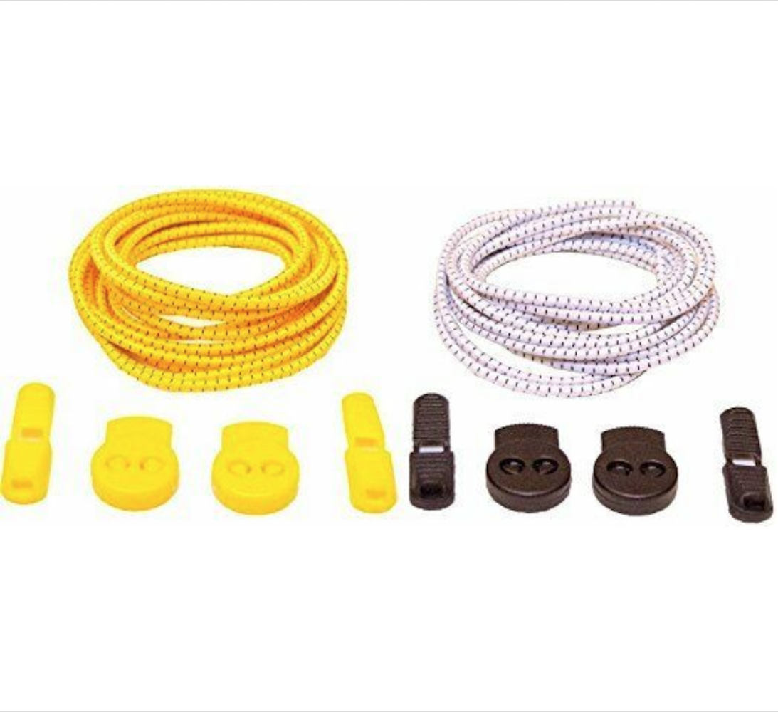 Elastic No Tie Shoelaces for Adults and Children (2-Pack) Yellow and White