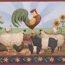 Concord Wallcoverings Wallpaper Border Vintage Country Pattern Farm Animals Cow - £29.88 GBP