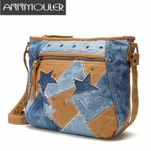 Fashion Women Bags Handbag Designer Jeans Shoulder Bag Star Patchwork Jeans Bag  - £43.67 GBP