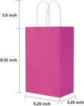 100 Pcs Pink 5.25x3.25x8.25 Small Gift Bags with Handles, Birthday Gift ... - £27.84 GBP