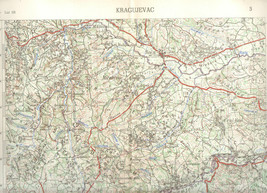 1952 Military Topographic Map Kragujevac Raca Lepenica Serbia Šumadija - £39.27 GBP