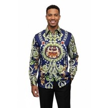 Men Oscar Banks Turkey Shirt Satin Entertainer Performer 6335-04 navy Floral image 8