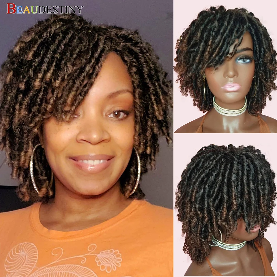 Braided Wigs For Women Synthetic Wig Ombre Braided Dreadlock Wig Black Brown R - £20.74 GBP+