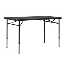 4 Foot Fold-In-Half Adjustable Folding Table For Camping Beach Party, Rich Black - £38.61 GBP