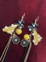 Vintage Betsey Johnson Yellow  NYC Taxi Cab Drop Dangle Earrings   5&quot; Drop - £21.70 GBP