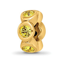 Silver Gold-plated Reflections Nov Yellow Preciosa Crystal Bead QRS1262G... - $53.58