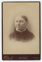Antique Circa 1880s Cabinet Card Lovely Older Woman in Black Dress Iowa City, IA - £7.48 GBP