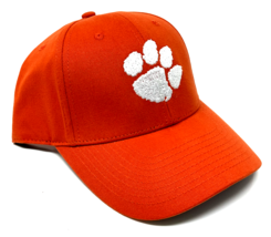 Clemson University Tigers Paw Logo Orange Adjustable Curved Bill Hat Cap Retro - £9.07 GBP