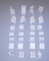 28 Used Lego 1 x 2 - 2 x 2 White Brackets 44728 - 99206 - 99207 - 99780  - £7.82 GBP