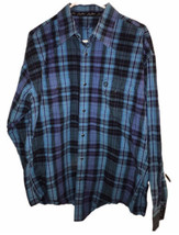 Lot of 2 Cody James/George Straight ShirtsMens XL Blue Plaid Flannel Pearl Snap - £38.71 GBP