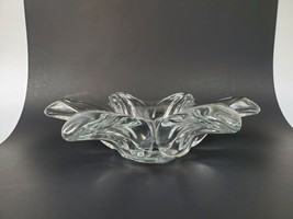 French Crystal Glass Bowl by Art Vannes Paris MID CENTURY  Floriform 6point - $93.50