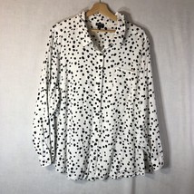 Torrid Size 4 White with Black Spots Button Up Long Sleeve Shirt - £23.21 GBP