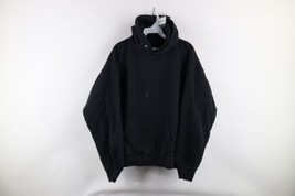 Vtg 90s Streetwear Mens Medium Faded Blank Heavyweight Hoodie Sweatshirt Black - $64.30