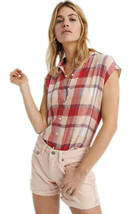 Lucky Brand Women&#39;s Plaid Madison 100% Cotton Blouse Pink-Multi Size XL ... - $53.96