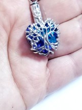 Memorial Necklace Pendant, Ashes Urn Necklace, Tree of Life, Cremation BLUE Crys - £25.56 GBP