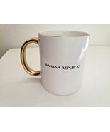 Banana Republic Coffee Cup Mug White Gold Handle Rim Logo - £17.52 GBP