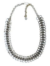 Silver-Tone 16&quot; Vertebrae Style Choker Lightweight Necklace w/Adjustable... - £9.90 GBP