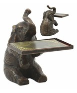 Solid Brass Trumpeting Elephant Business Card Holder Statue 5.25&quot;H Pachy... - $116.52 CAD