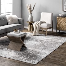 Nuloom Jade Faded Abstract Area Rug, 4&#39; 3&quot; X 6&#39;, Light Grey - £33.81 GBP