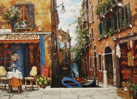 Viktor Shvaiko &quot;Venice in Bloom&quot; Cafe&amp;Canal Hand S/# Embellished PCOA Stretched - £1,314.99 GBP