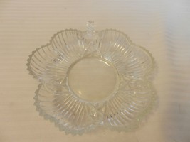 Small Hexagon Shaped Cut Glass Candy Dish Clear Center,  Raised Ribs On ... - £25.84 GBP