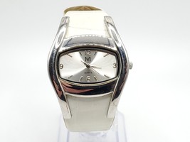 Quartz Watch Women New Battery White Leather Band 35mm Silver Tone - $19.99