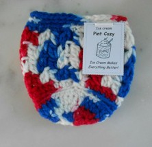 Handmade Crocheted Ice Cream Pint Cozy-Red,White &amp; Blue- Great Stocking ... - £7.82 GBP