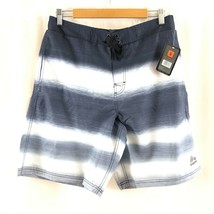 RBX Mens Swim Trunks Striped Gray White Pockets Mesh Elastic Waist Size S - £10.63 GBP